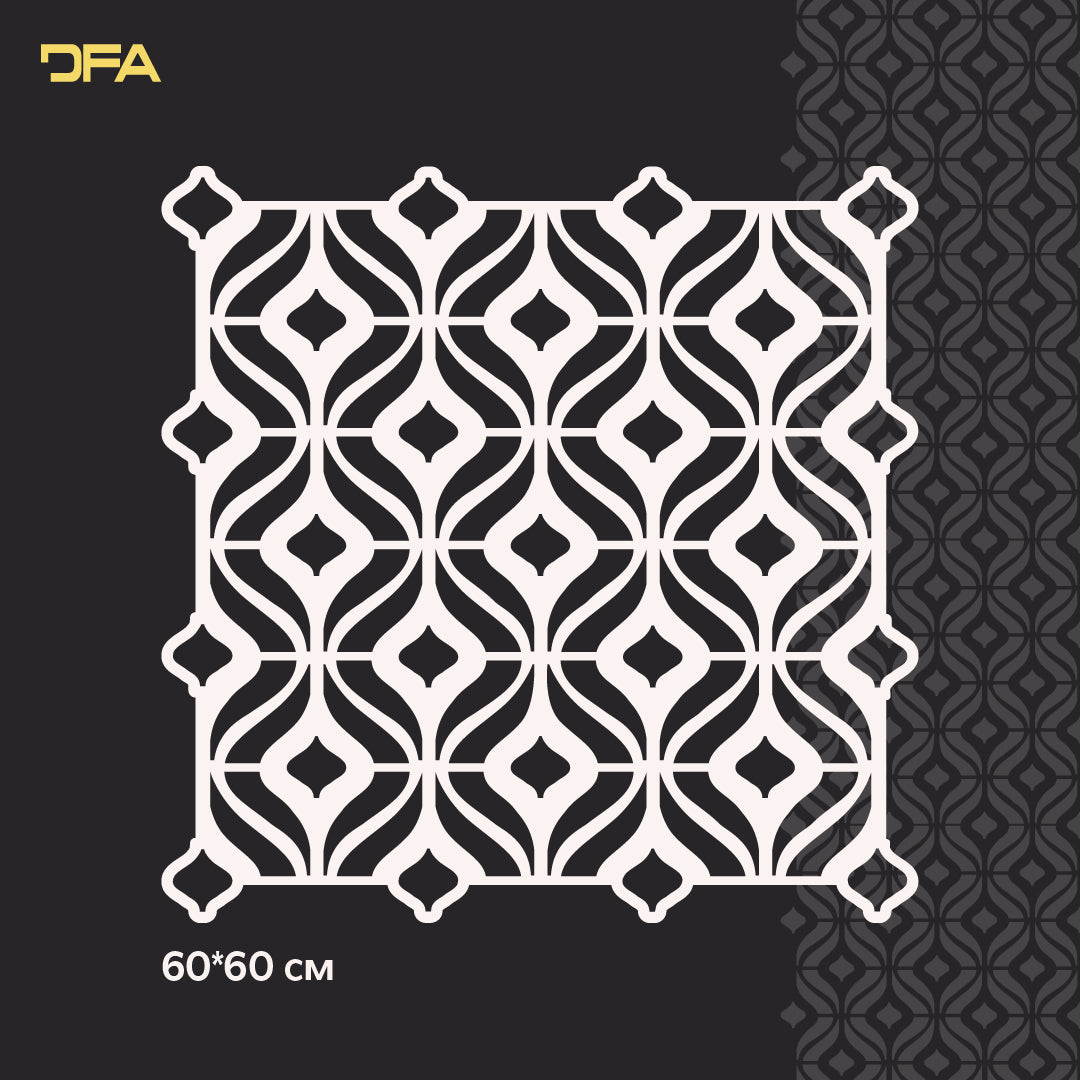 Reusable stencil DFA for decorative plaster and paint Oriental pattern 0.3-1mm (V00069)