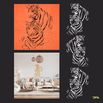 Stencil Tigers DFA animals for walls for plaster and paint 0.3-1 mm (J00054)