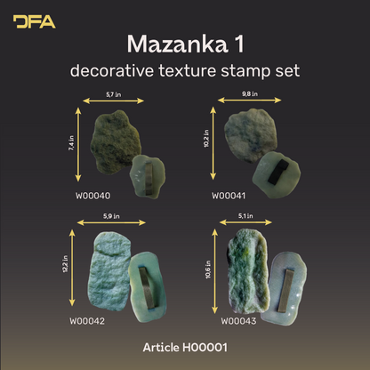 Set of 4 stamps DFA Paint brush with pen for relief decoration (H00001)
