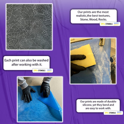 Silicone impression for decoration Marble veins blue W00001