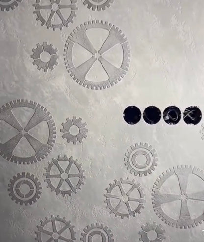 Gears on the walls - a stylish accent with a stencil DFA Loft 0.3-1 mm (L00011-d)