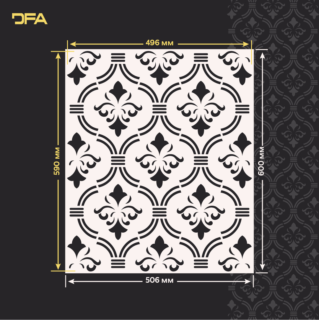 Oriental decor with DFA reusable stencil for plaster and paint 0.3-1 mm (V00079)