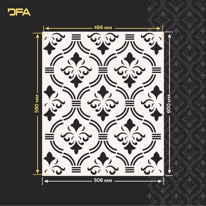 Oriental decor with DFA reusable stencil for plaster and paint 0.3-1 mm (V00079)