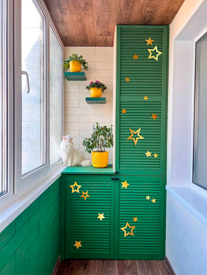 Create a unique interior with DFA Stars mirror decor, 9 pcs/18 pcs, 18 pcs, Silver
