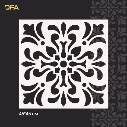Reusable stencil DFA for decorative plaster and paint Oriental pattern 0.3-1mm (V00065)