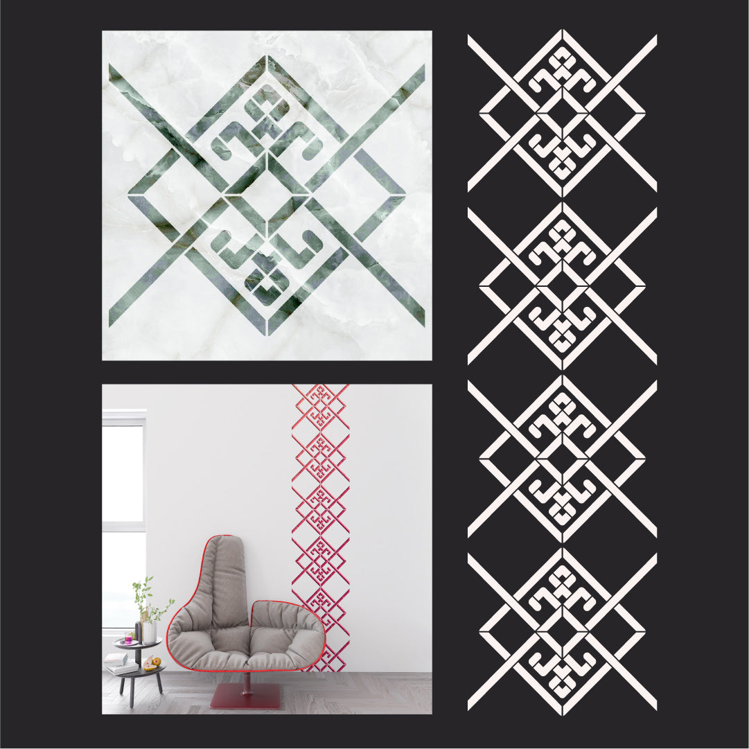 Ukrainian ornament: stencil DFA for decorative plaster and paint 0.3-1 mm (Z00075)