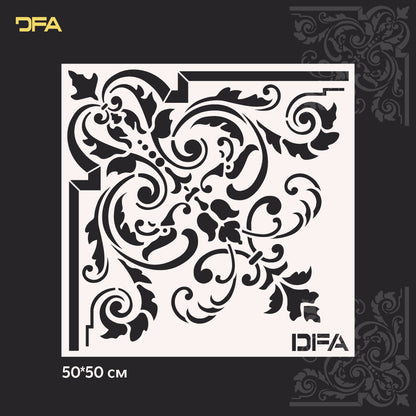 Reusable stencil DFA for decorative plaster and paint Oriental pattern 0.3-1mm (V00062)