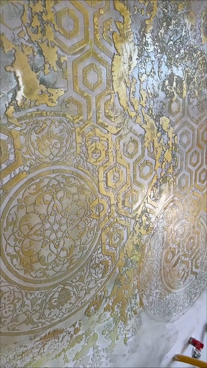 Wall decor stencils DFA (Geometry 25 + Round 14) set for plaster and paint 0.3-1 mm (N00139)