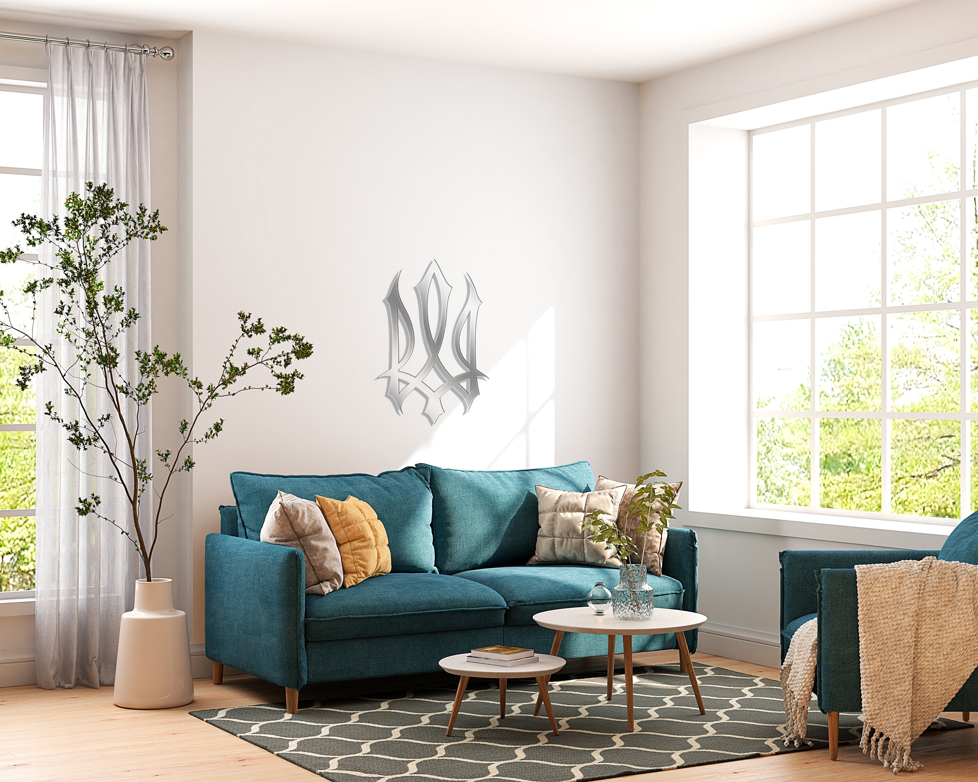 Ukraine in every detail: Stylish mirror Trident for the interior (YA00014)