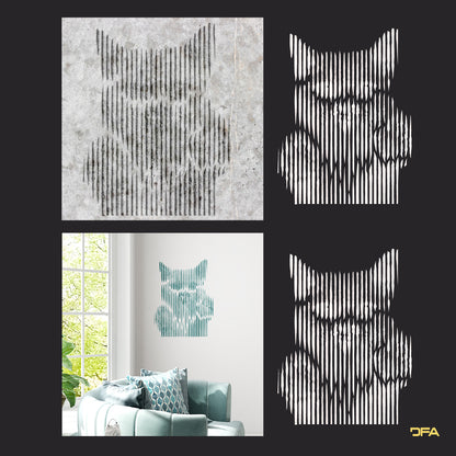 Stencil Kitten DFA animals for walls for plaster and paint 0.3-1mm (J00041)
