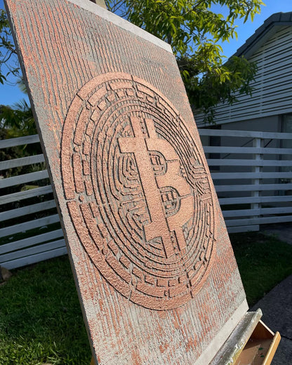Modern hi-tech interior accent with DFA Bitcoin stencil 0.3-1 mm (X00027)