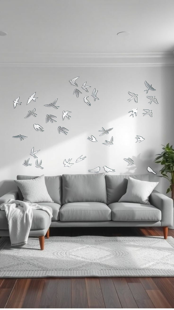 Create your own design: Mirror Birds for unique compositions, 11 pcs/21 pcs/31 pcs, 31 pcs, Silver