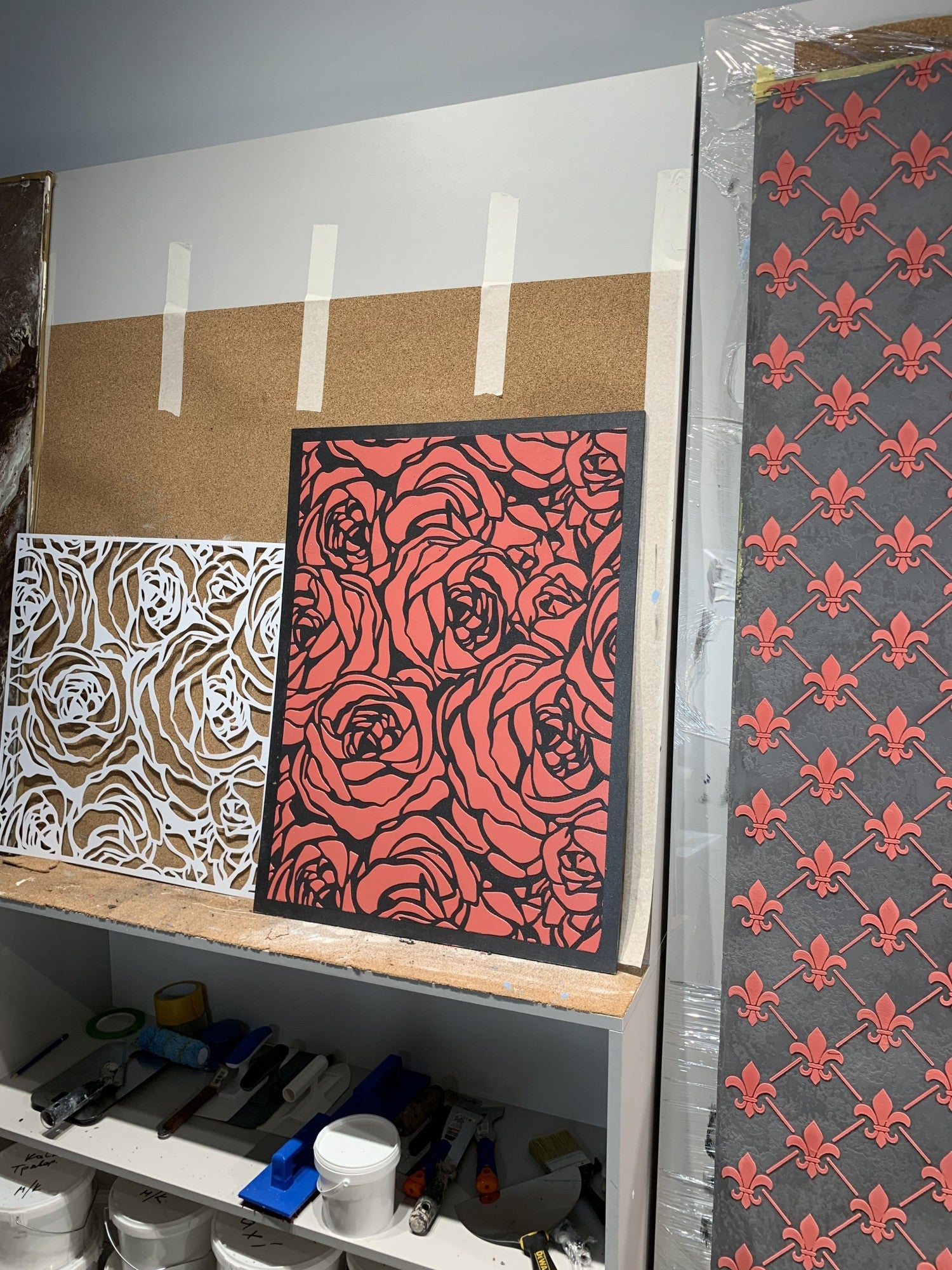 Stencil DFA for decoration Nature Rose for plaster and paint 0.3-1mm (P00017)
