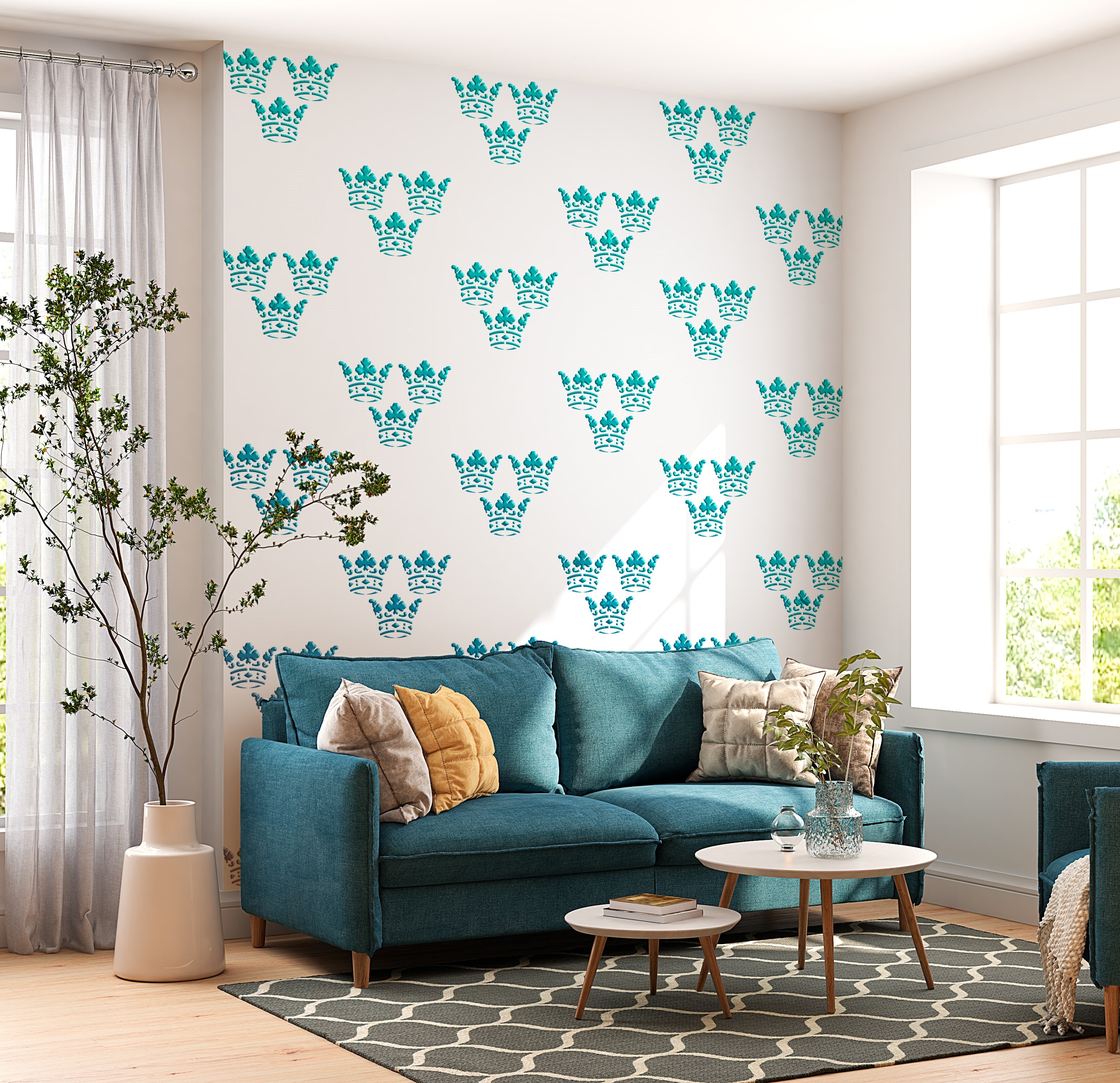 DFA Stencil Oriental Pattern Crown: Luxurious Wall Decor 0.3-1 mm (V00085)