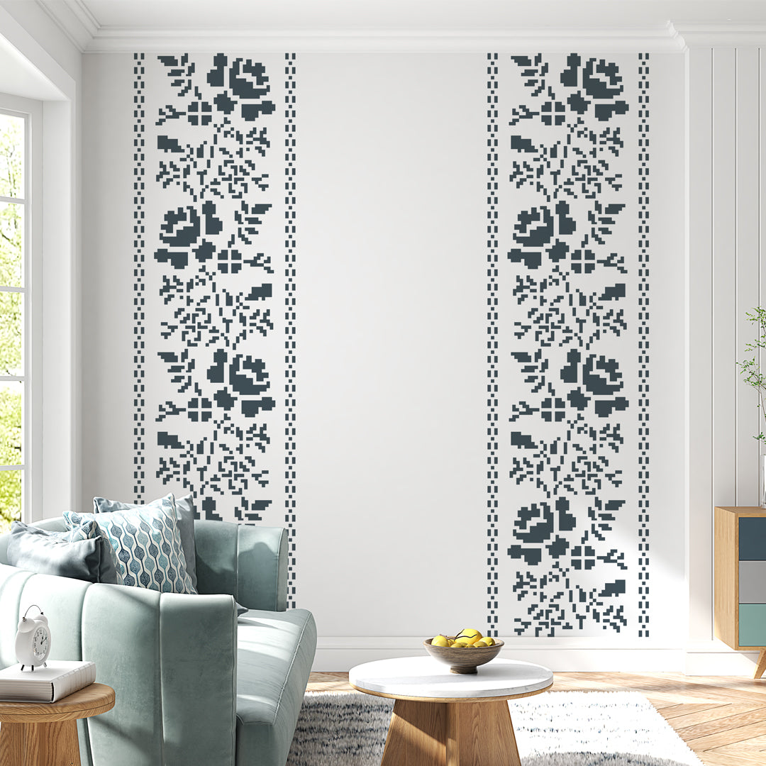 Ethno Stencil DFA Embroidered patch for plaster and paint (Z00003)
