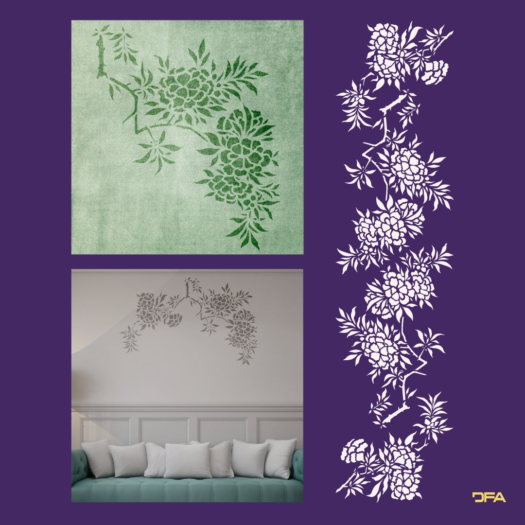 Stencil DFA for walls azalea flower for plaster and paint 0.3-1mm (P00130)