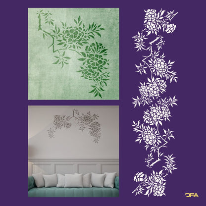 Stencil DFA for walls azalea flower for plaster and paint 0.3-1mm (P00130)