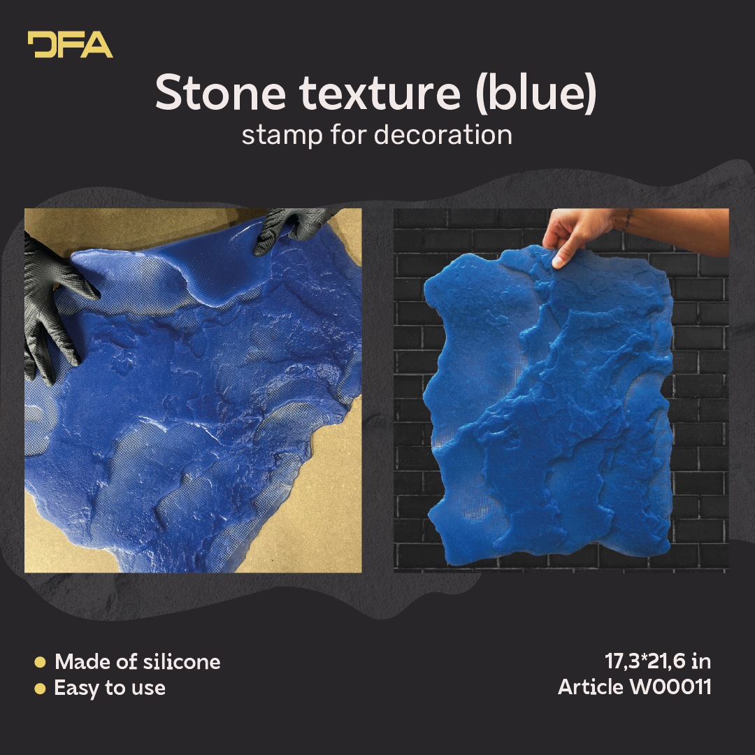 Silicone impression for decoration Stone texture (blue) W00011