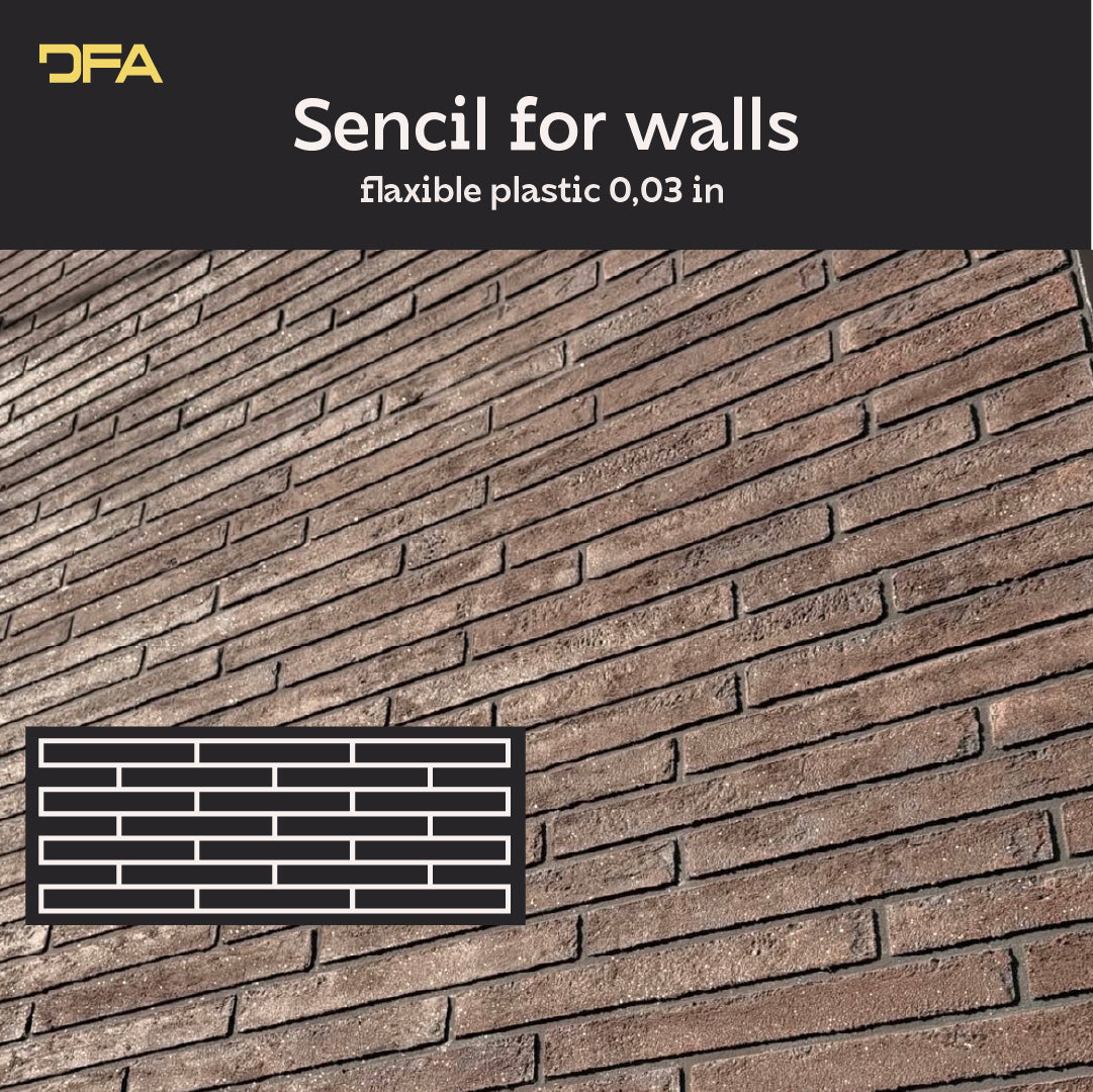DFA Stencil Facade Bricks reusable for decorative plaster and paint 0.3-1mm 36*97 31x4cm 1 mm (F00008)