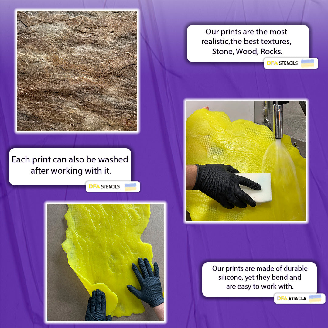 Silicone impression for decoration Stone texture (yellow) W00010