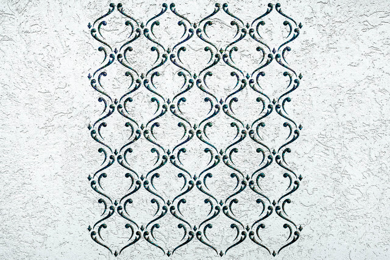 Reusable stencil DFA for decorative plaster and paint Oriental pattern 0.3-1mm (V00067)