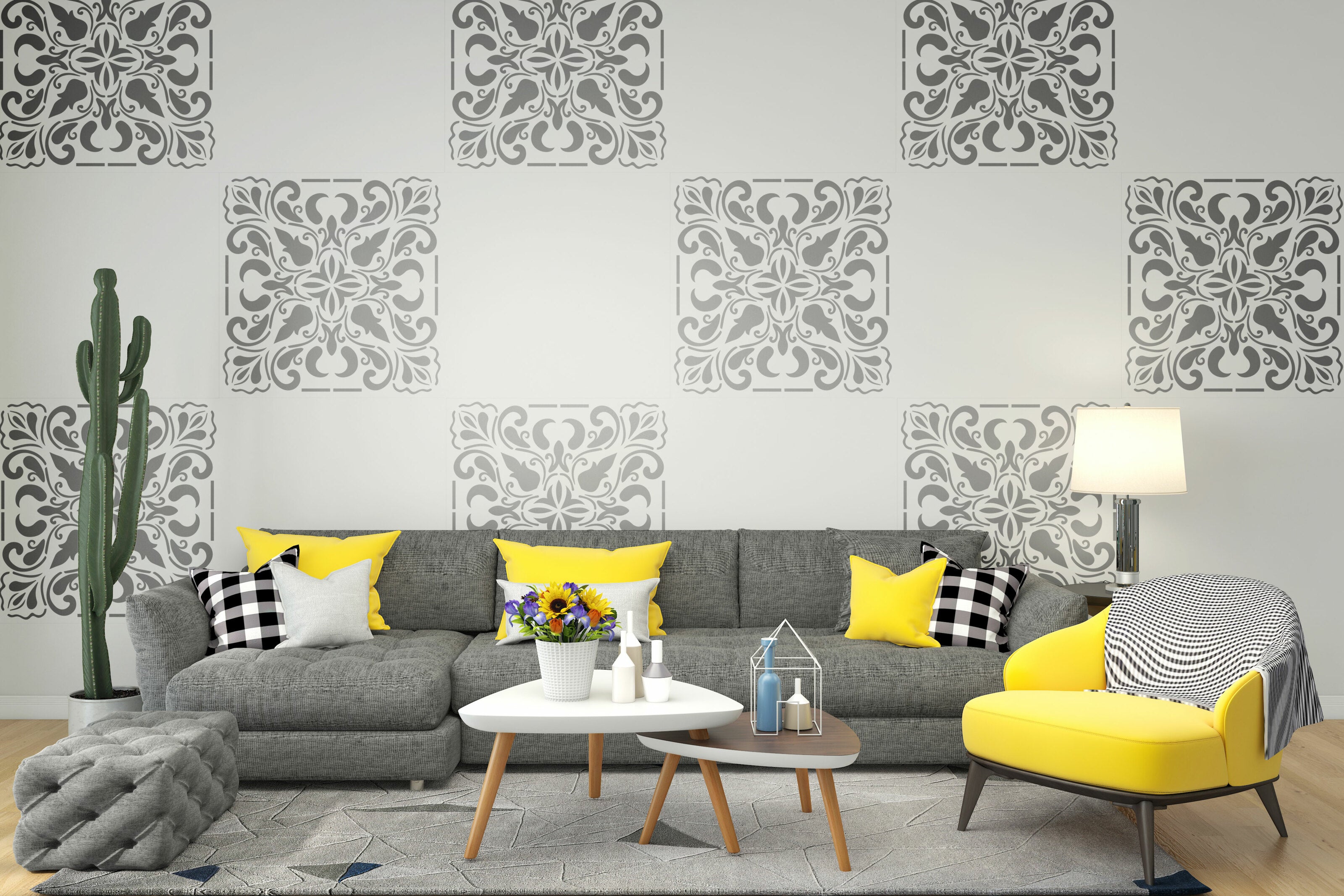 Quality stencil for decoration DFA square pattern, for putty and paint, 0.3-1mm (K00023)