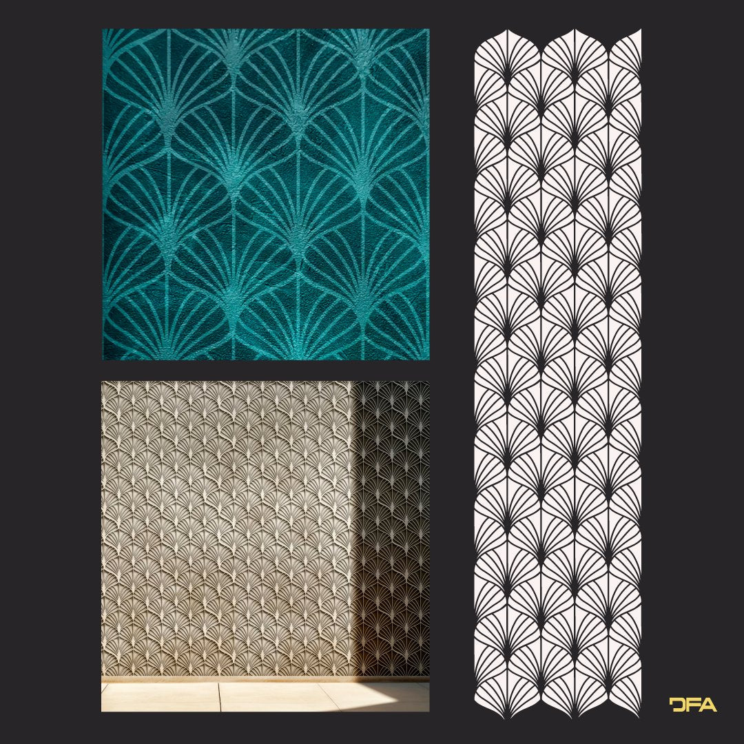 Reusable stencil DFA for decorative plaster and paint Oriental pattern 0.3-1mm (V00052)