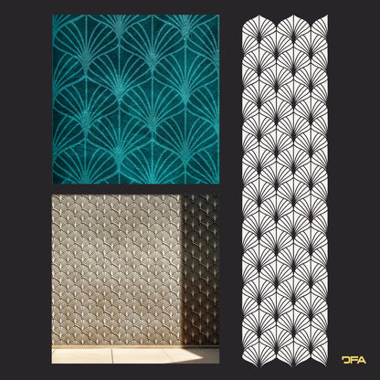 Reusable stencil DFA for decorative plaster and paint Oriental pattern 0.3-1mm (V00052)
