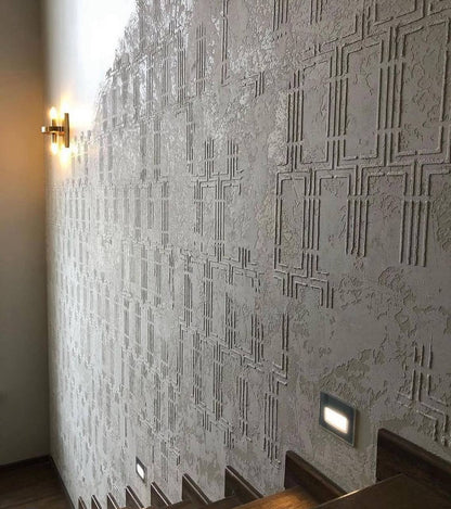 Easy application of geometric patterns with the stencil DFA Geometry for paint and plaster 0.3-1 mm (G00021)