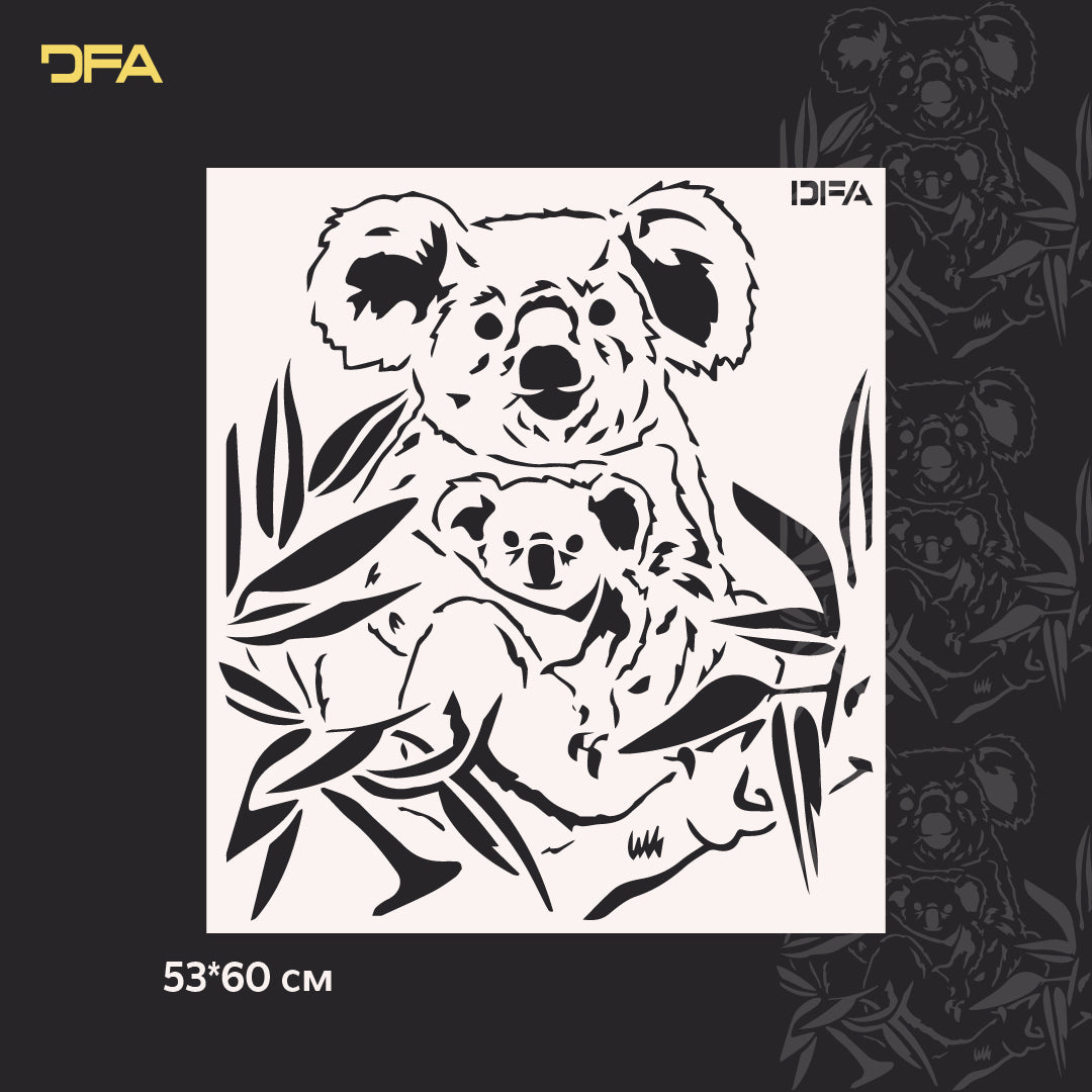 Stencil Koala DFA animals for walls for plaster and paint 0.3-1mm (J00047)