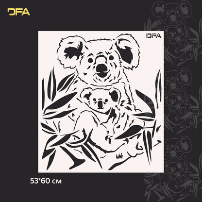 Stencil Koala DFA animals for walls for plaster and paint 0.3-1mm (J00047)