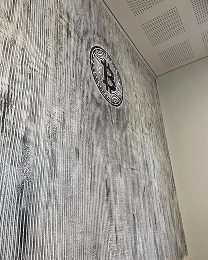 Modern hi-tech interior accent with DFA Bitcoin stencil 0.3-1 mm (X00027)