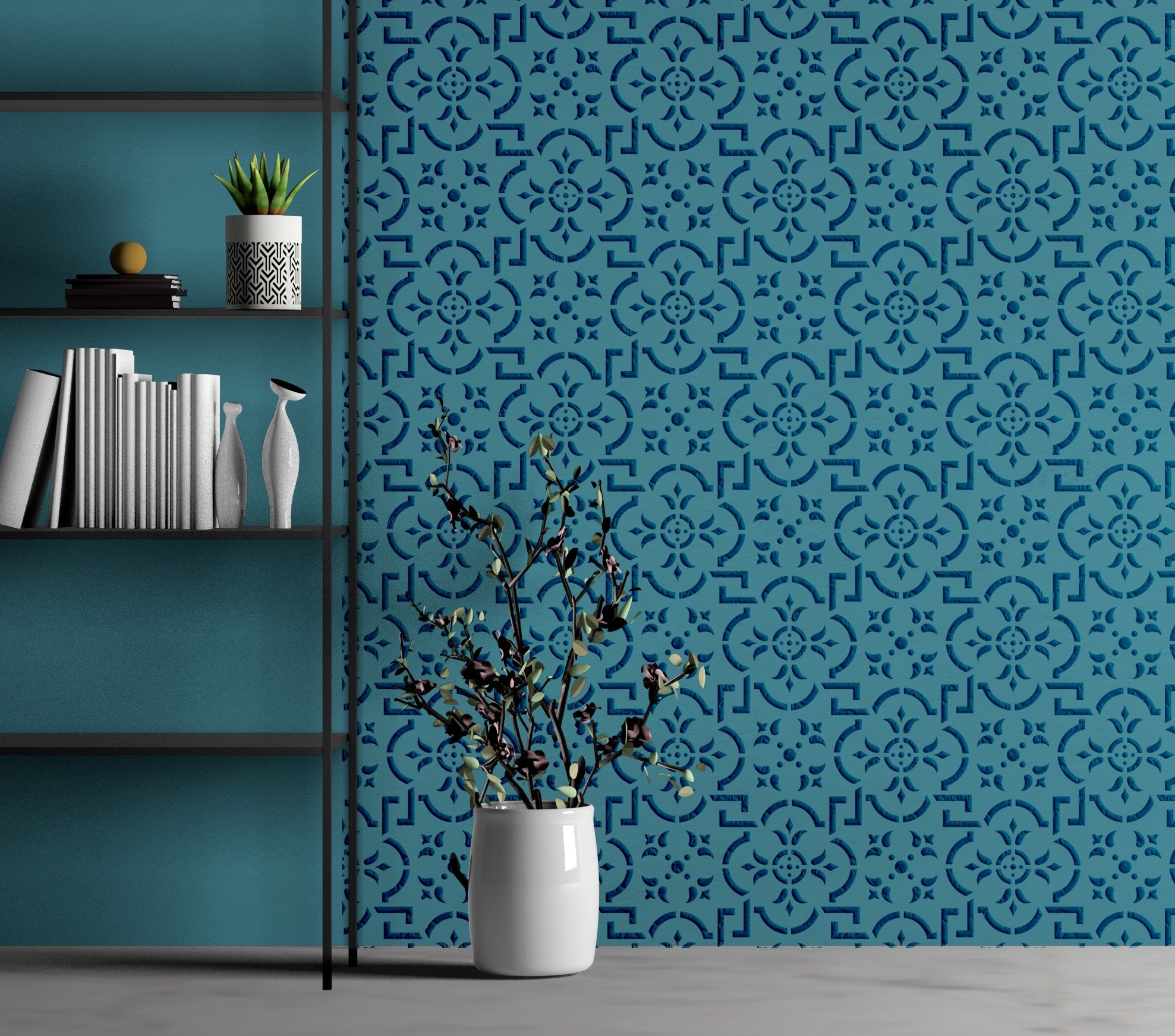 Reusable stencil DFA for decorative plaster and paint Oriental pattern 0.3-1mm (V00058)