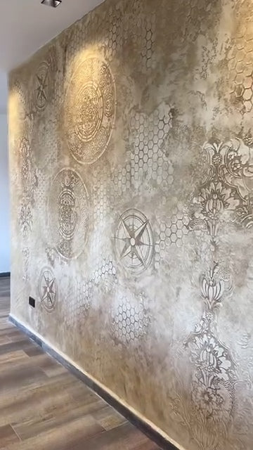 Set for wall decoration DFA (Geometry 31 + Round 14 + Damask 25) for plaster and paint 0.3-1 mm (N00116)