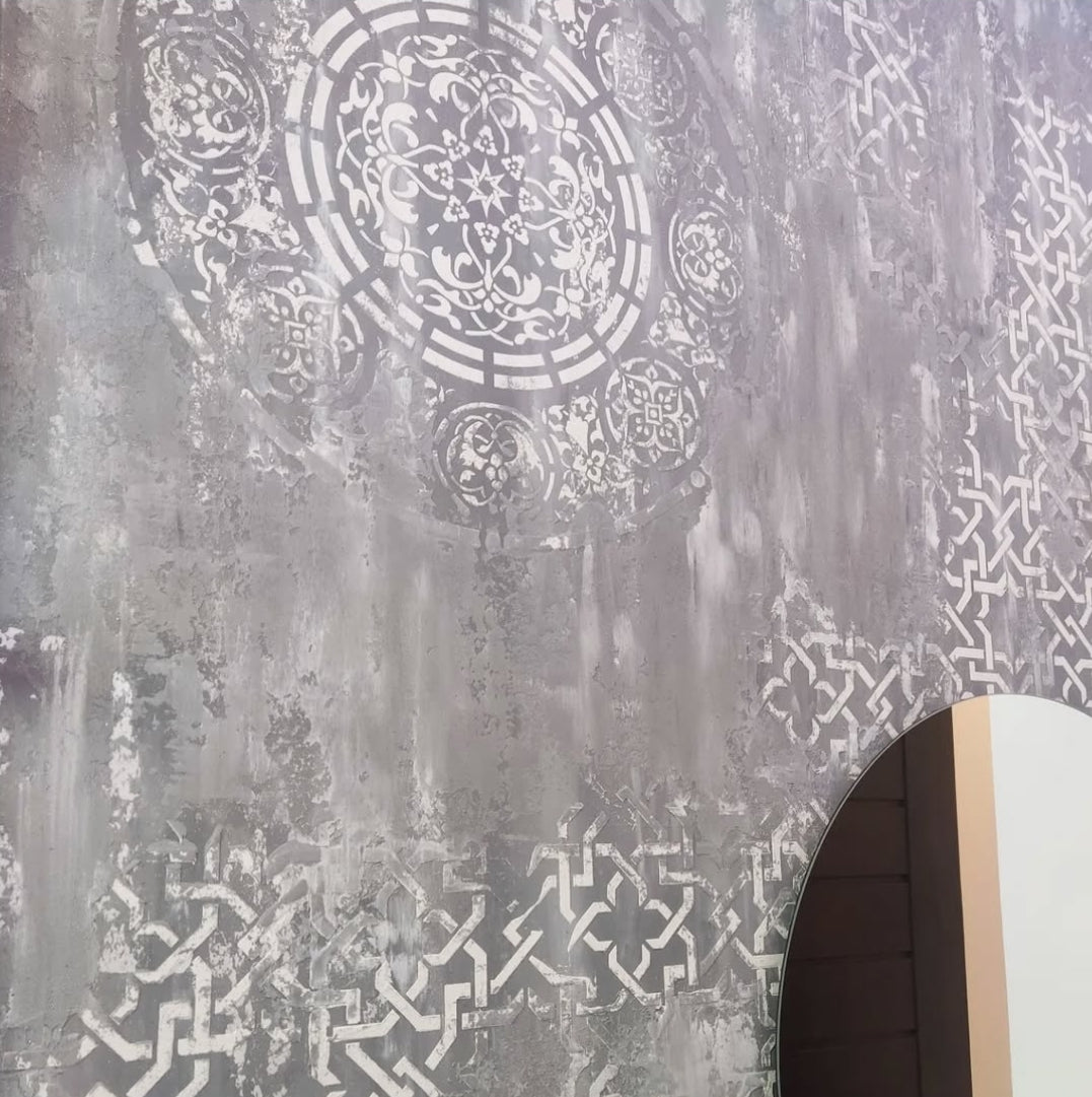 Wall decor stencils DFA (Geometry 15 + Round 14) set for plaster and paint 0.3-1 mm (N00109)