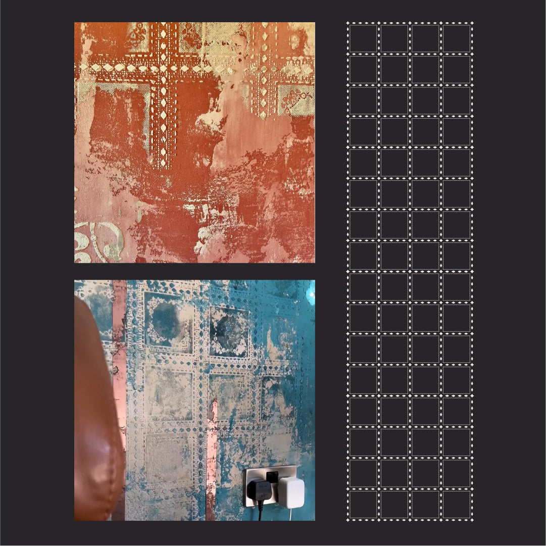 Stylish square stencil DFA - easy to create a pattern on walls 0.3-1 mm (K00131)