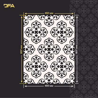 Oriental ornament with stencil DFA for decorative plaster and paint 0.3-1 mm (V00078)