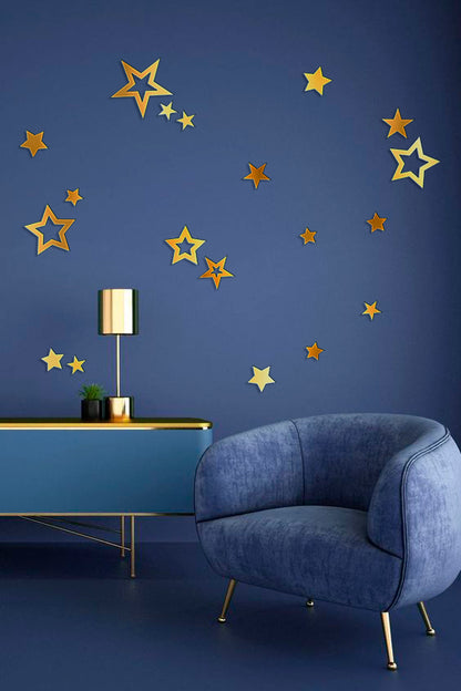 Create a unique interior with DFA Stars mirror decor, 9 pcs/18 pcs, 18 pcs, Silver