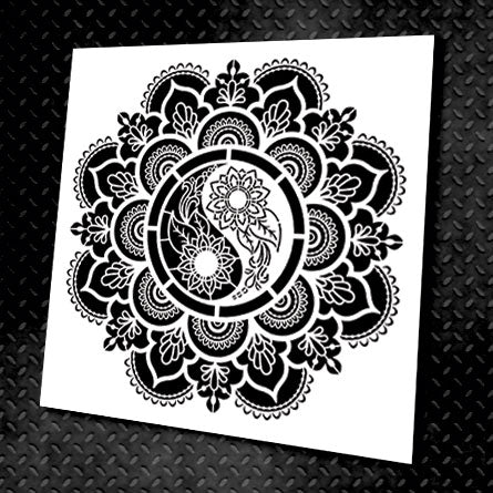 Stencil DFA reusable Round pattern 50 Yin Yang for plaster and paint 0.3-1mm (С00050), 1mm - Under plaster