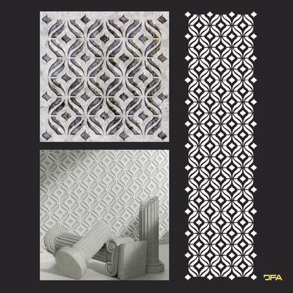 Reusable stencil DFA for decorative plaster and paint Oriental pattern 0.3-1mm (V00069)