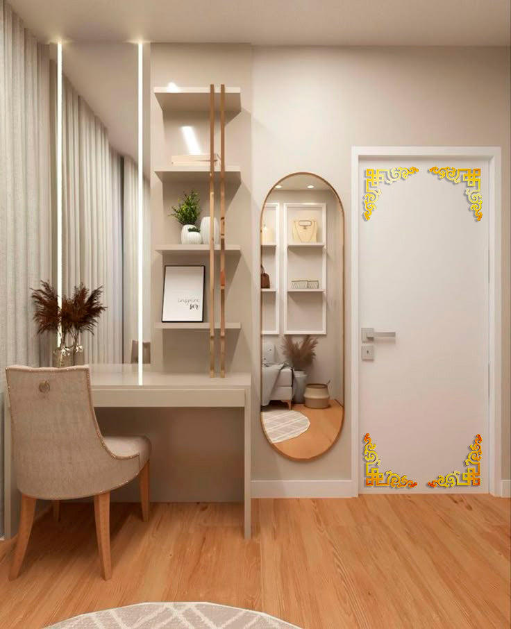 Elegant accent: DFA mirror corner pattern for your interior, 2pcs/4pcs (YA00029)