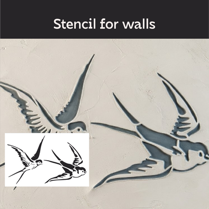 "Swallow" wall stencil — DFA stencil for vibrant decor, 0.3–1 mm (J00078)