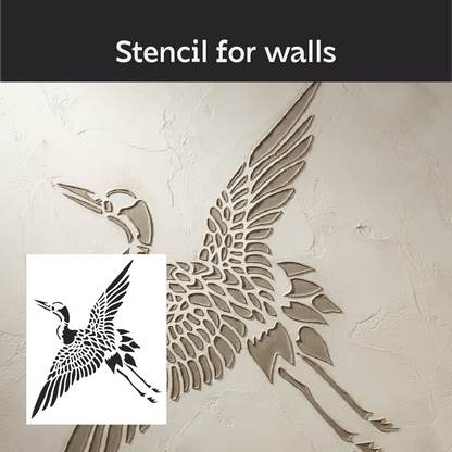 Crane Wall Stencil — DFA Stencil for Vibrant Decor, 0.3–1 mm (J00077)