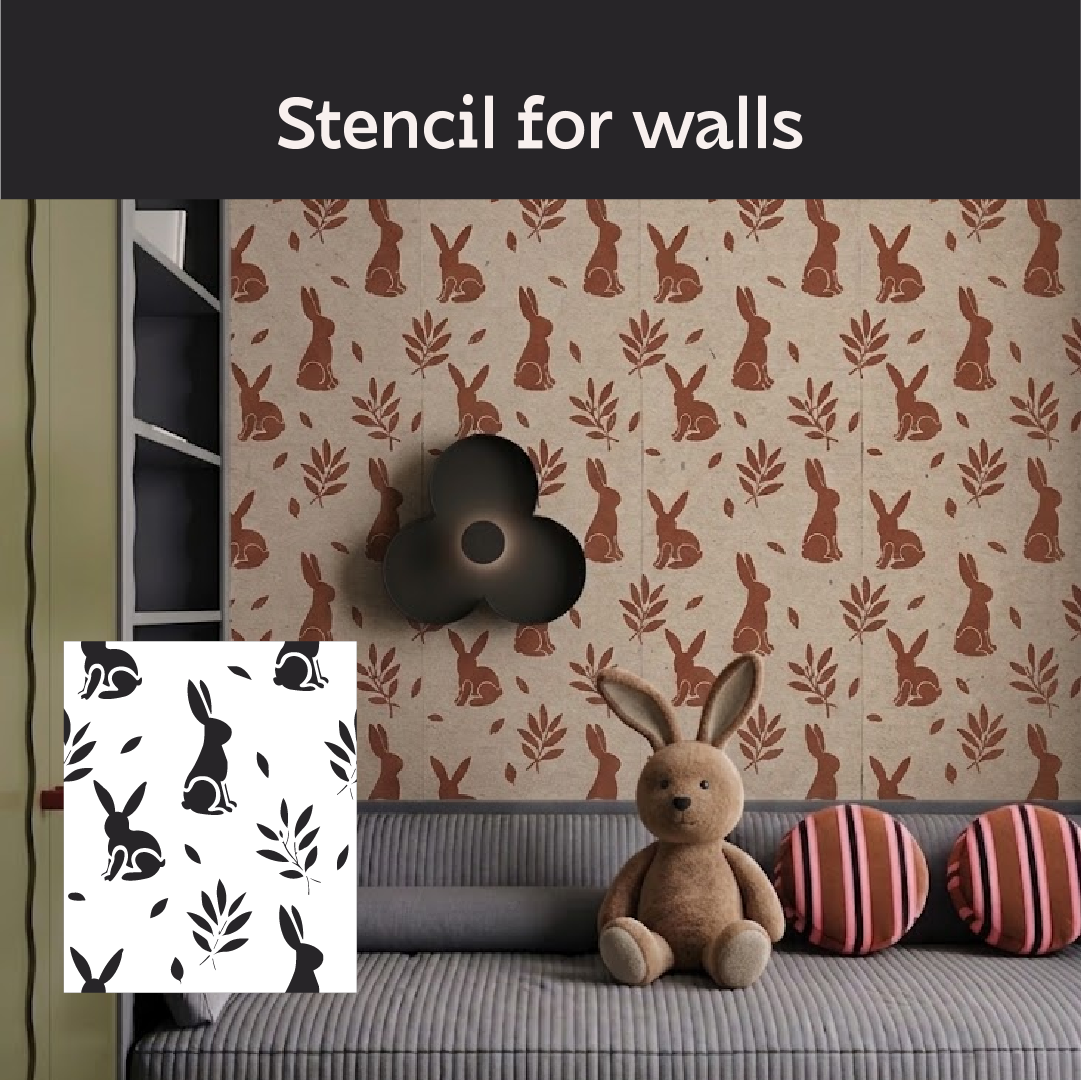 Rabbits on the walls – a magical atmosphere for a child's room with DFA 0.3–1 mm (E00097)