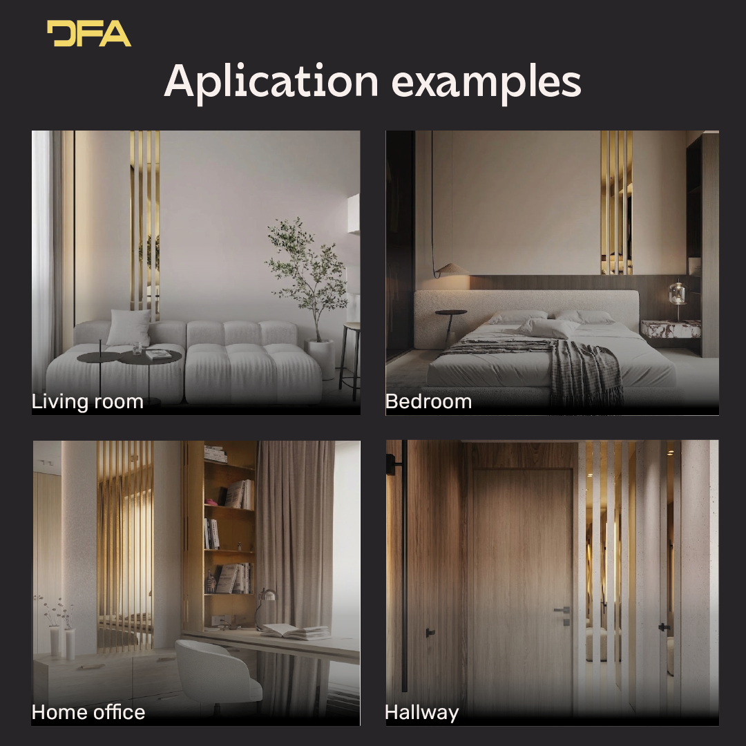 Set 2 Mirror Wall Decor Gauge Strips DFA (Golden stripes) Size 6.2m - 10/12/15/18/20/25/35/30mm (Y00002)