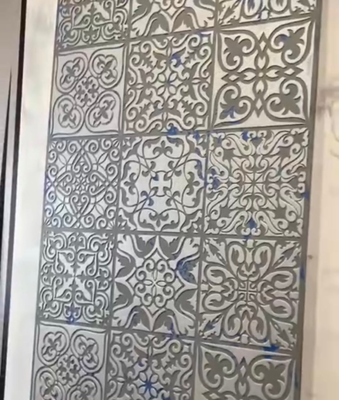 Trendy square ornaments - stencil DFA for decorative plaster and paint 0.3-1 mm (K00006)