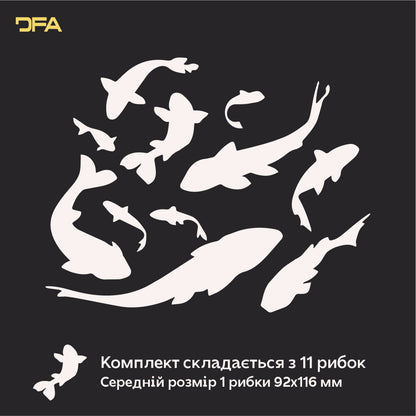 Quick wall update: Self-adhesive mirror decor Fishes by DFA, 5 pcs/11 pcs, 5 pcs, Silver