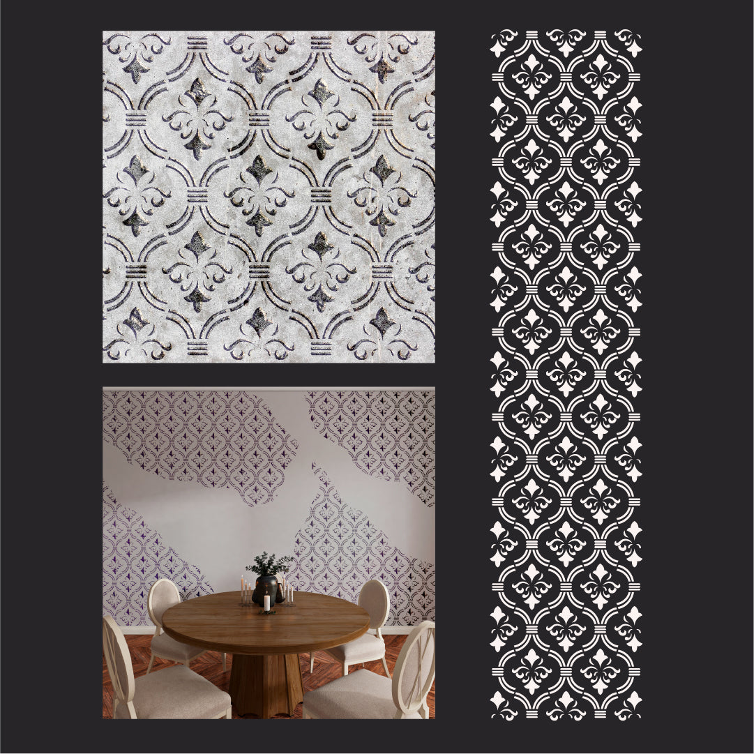 Oriental decor with DFA reusable stencil for plaster and paint 0.3-1 mm (V00079)