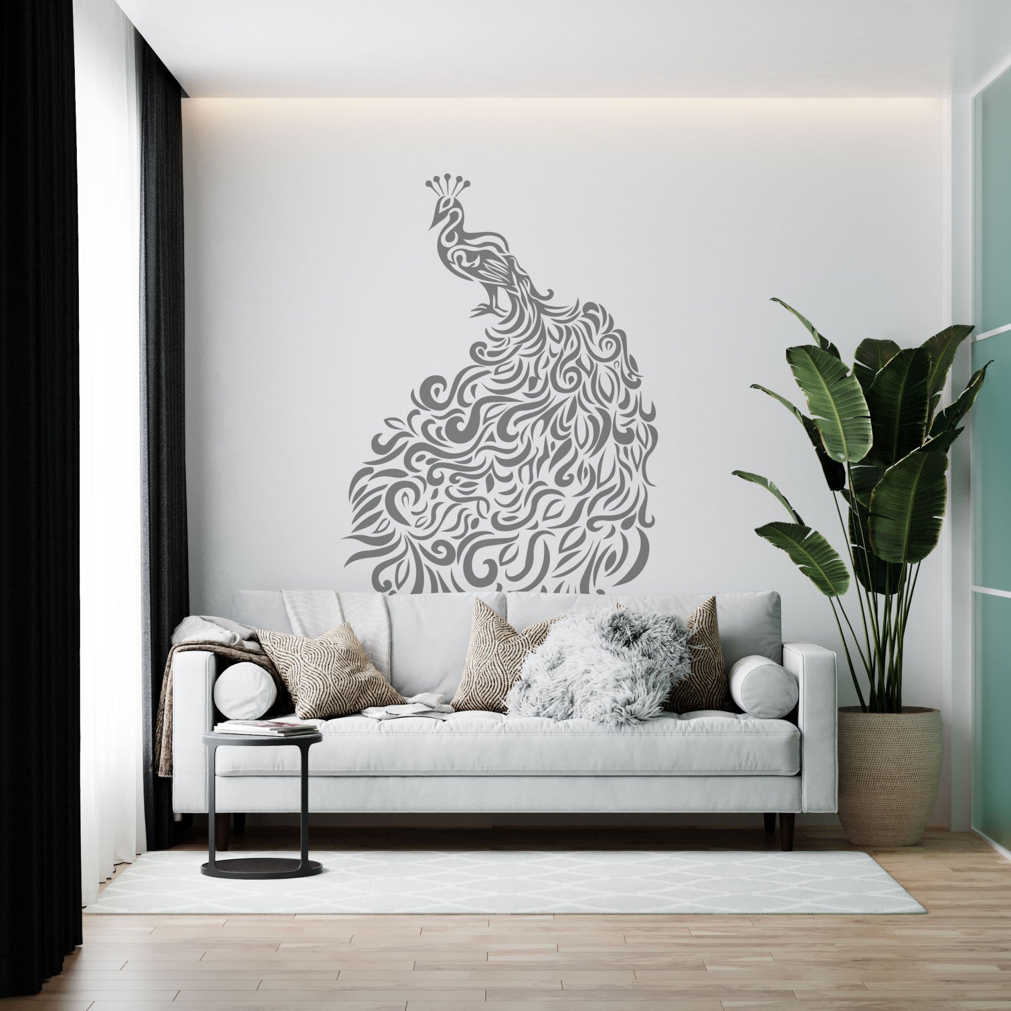 DFA Stencil Peacock reusable for decorative plaster and paint 0.3-1mm (J00023)