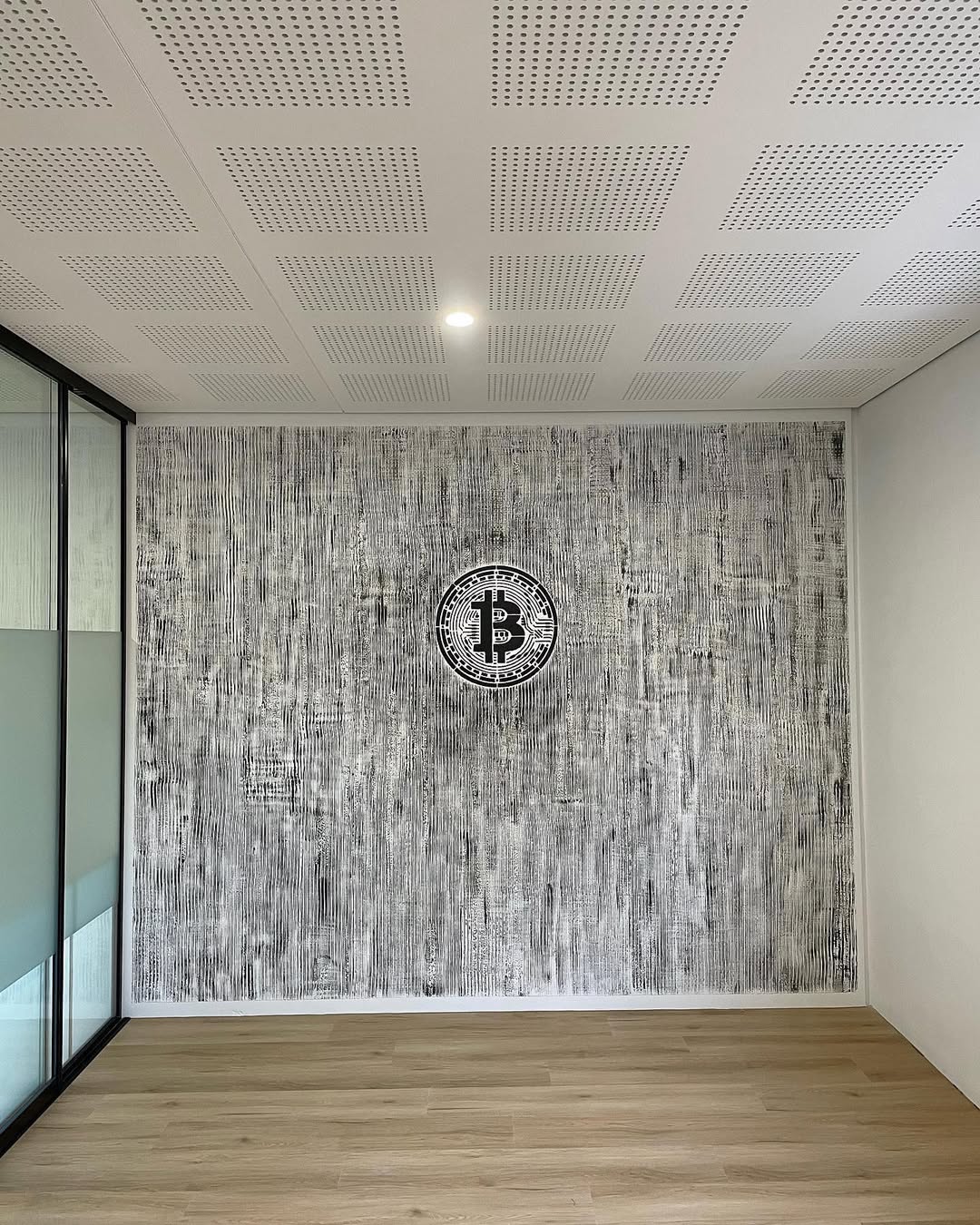Modern hi-tech interior accent with DFA Bitcoin stencil 0.3-1 mm (X00027)